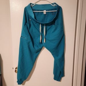 Figs Teal  High Waisted Zamora Large Petite